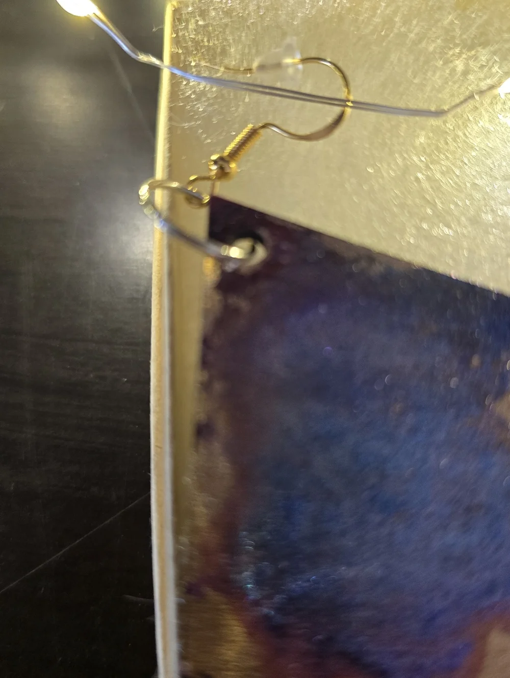 HANDCRAFTED Wood Dangle Earrings HANDPAINTED Delicate Piercing ARTISAN Jewelry